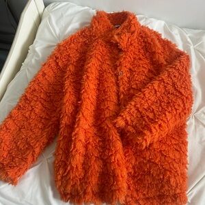 DAVI & DANI Orange Fuzzy Jacket